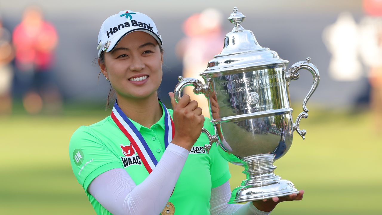 US Women&#039;s Open: Minjee Lee with the trophy after winning the tournament