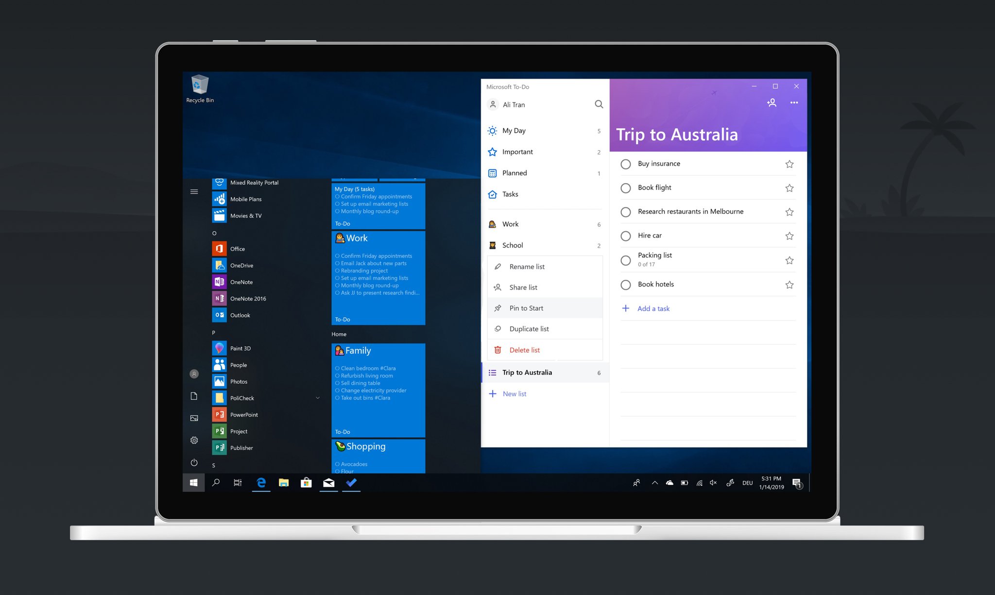 Microsoft To-Do for Windows now lets you pin multiple lists as Live Tiles, iPad gains new layout