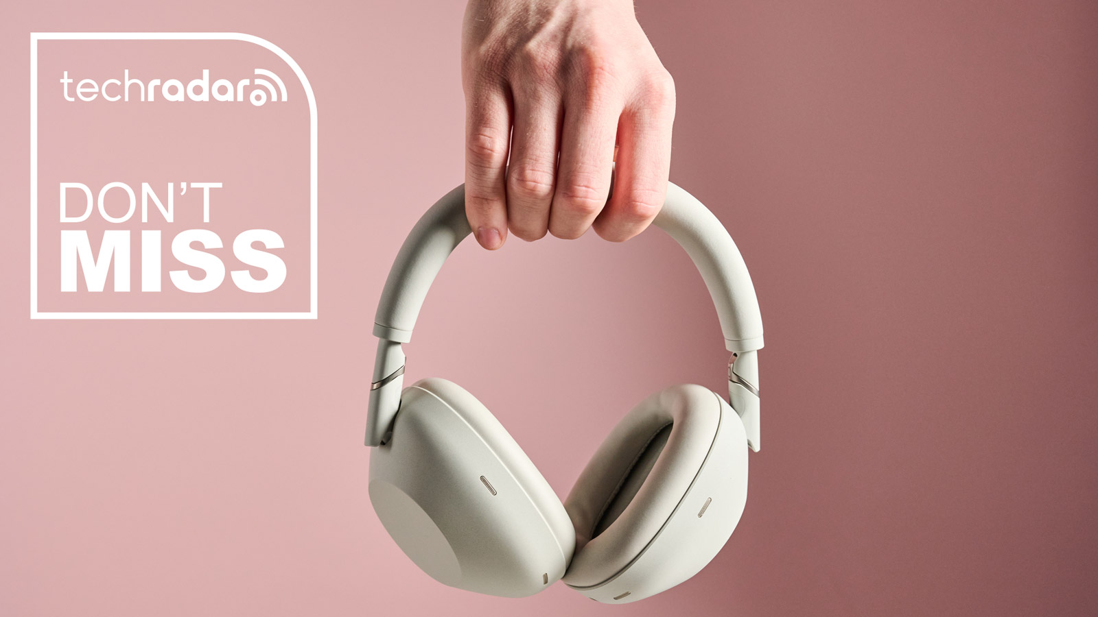 Sony WH-1000XM6 headphones held in a hand with "Don't Miss" text in the top left of the image.