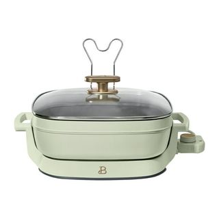 Beautiful 5 in 1 Electric Skillet - Expandable Up to 7 Qt With Glass Lid, Sage Green by Drew Barrymore