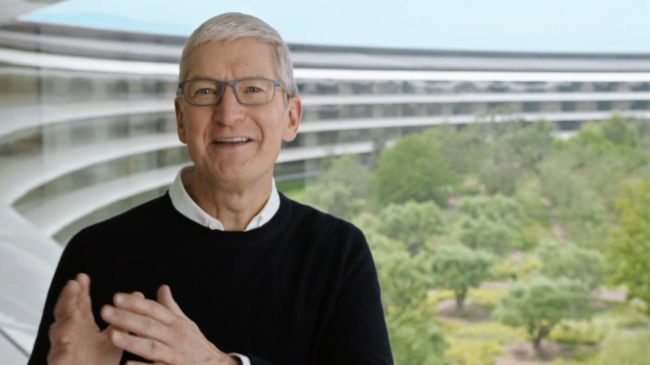 Apple event image shows Time Cook presenting