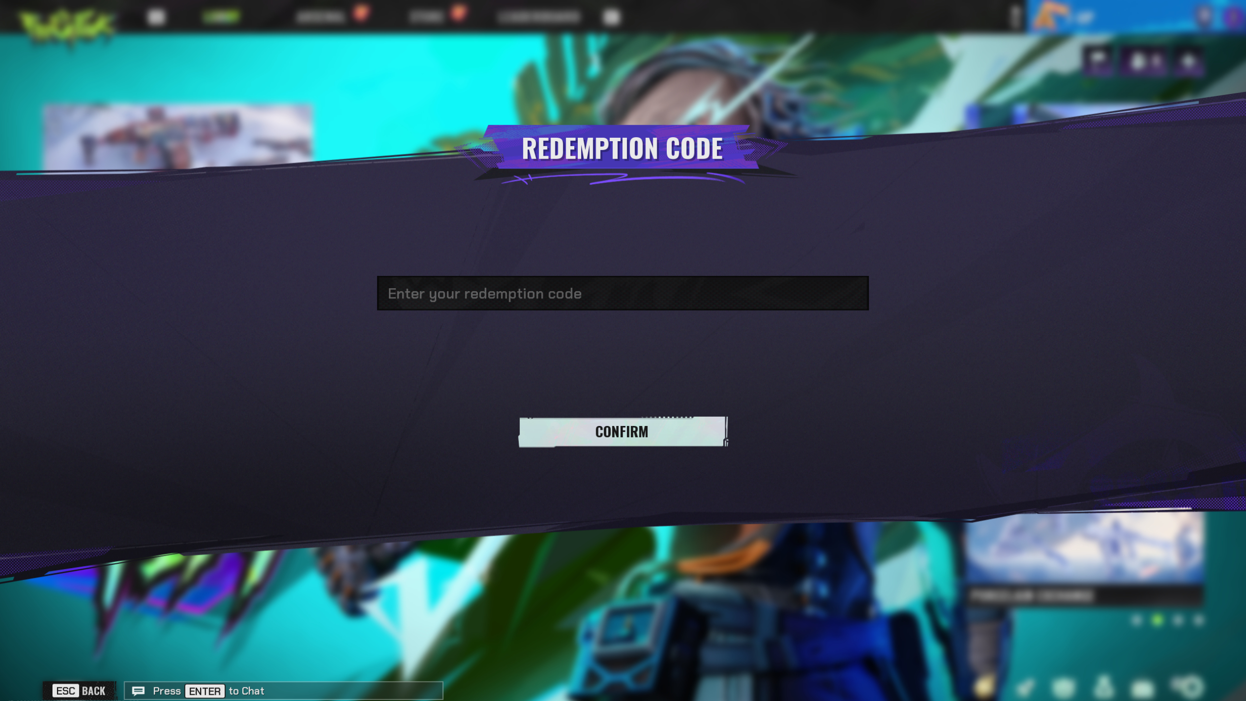 FragPunk codes - The code redemption box in the menus.