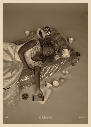 woman lying on floor in work by heather agyepong, showing at the centre for british photography in london