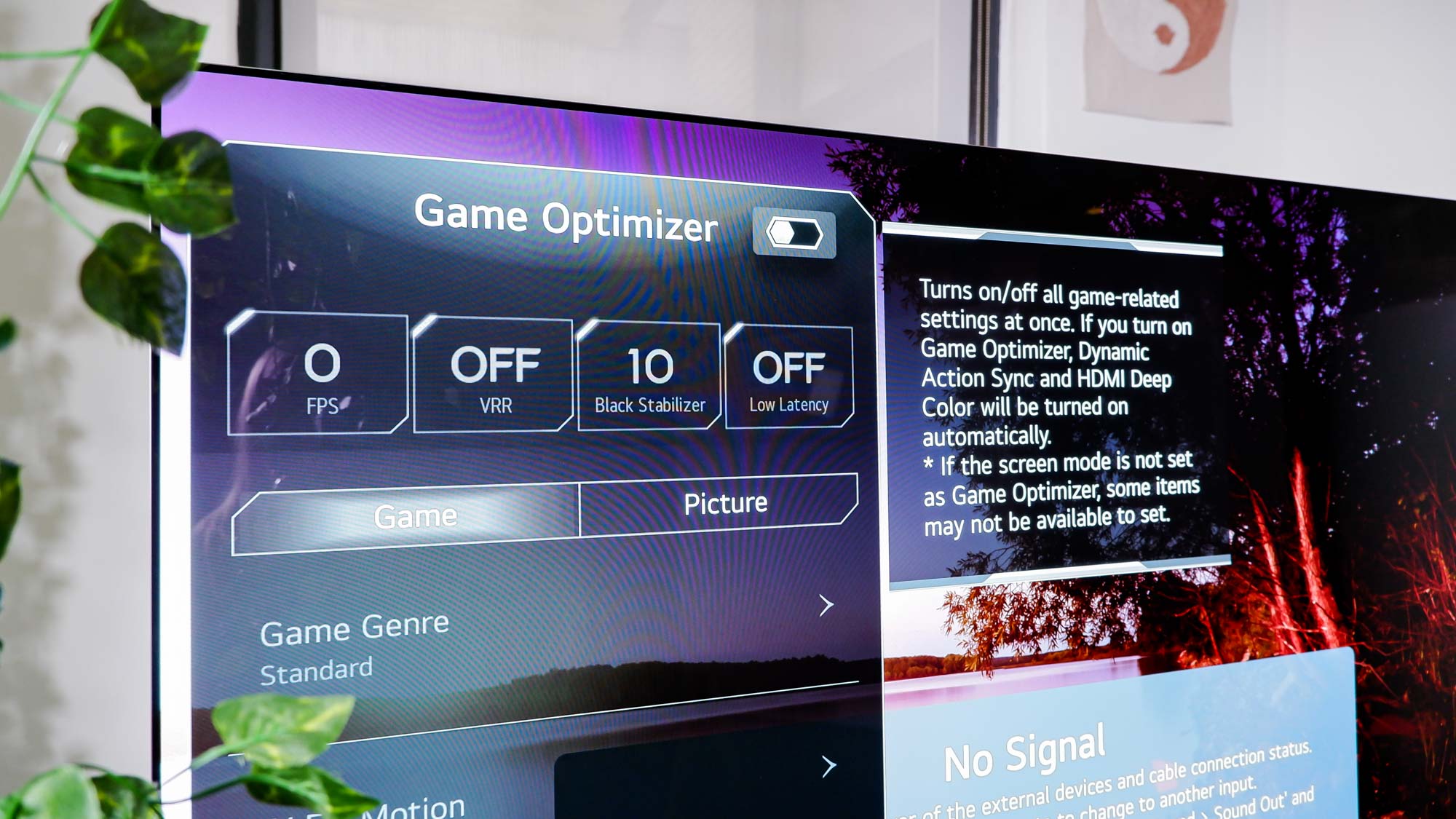 LG G2 OLED TV game optimizer options