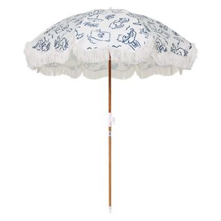 Business & Pleasure Co. Holiday Umbrella - Boho Beach Umbrella with White Fringe