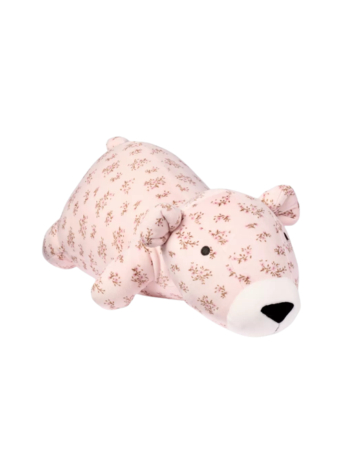 Pink Floral Bear Weighted Plush Throw Pillow