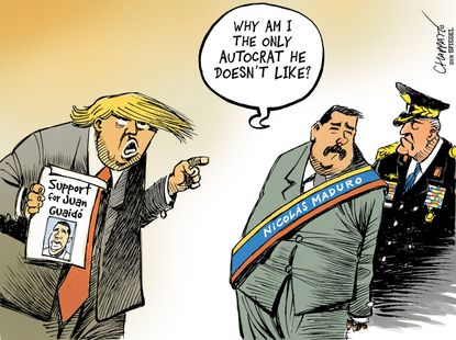 Political Cartoon World Trump Maduro Support Juan Guaido