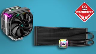 Best CPU coolers on a blue two tone background