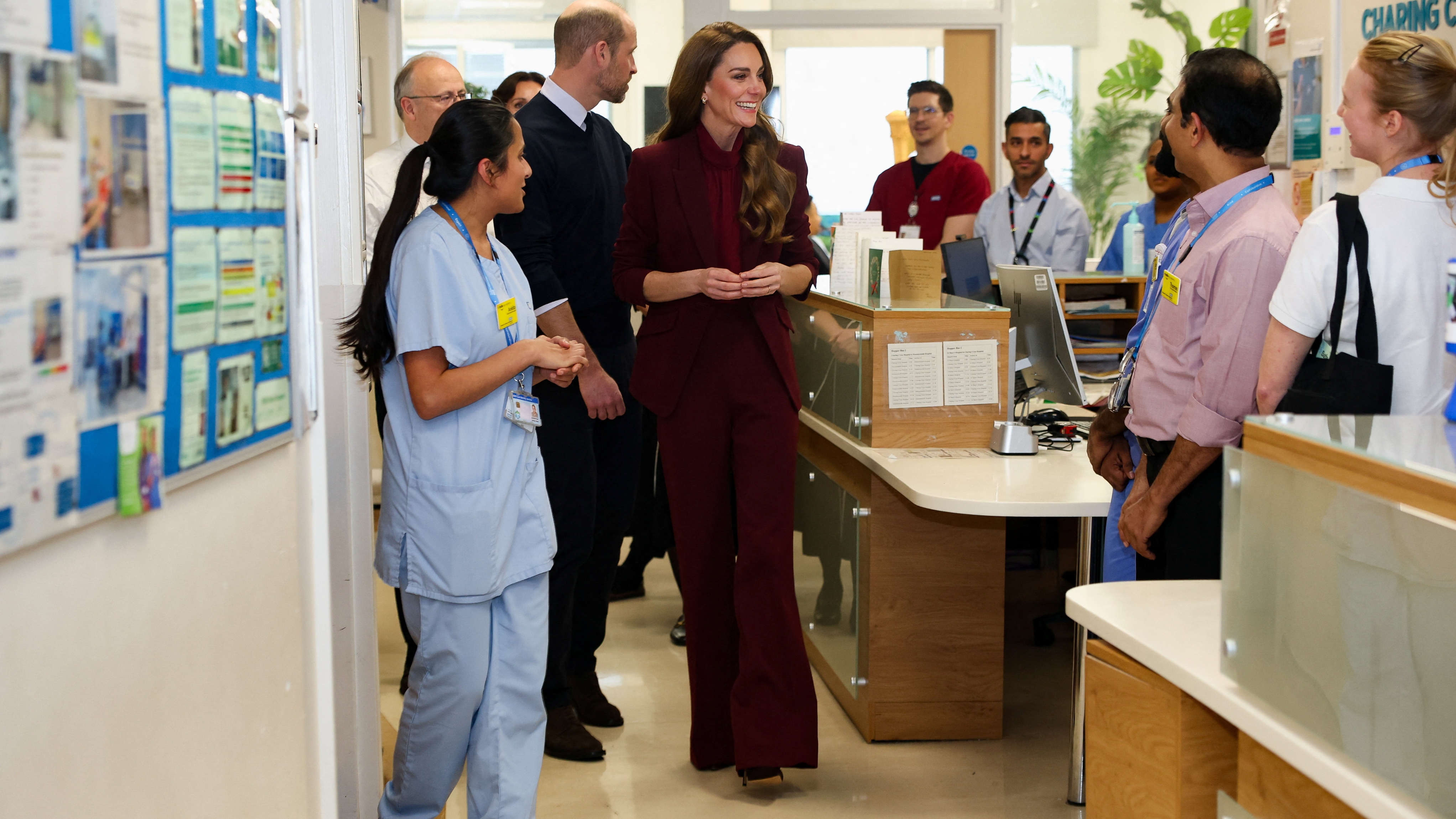 Prince William, Prince of Wales and Catherine, Princess of Wales visit the neuro rehabilitation unit during a visit to Charing Cross Hospital on January 8, 2026
