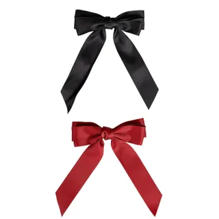 Brushworks Satin Hair Bow Duo – Red and Black