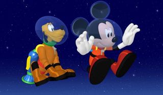 Mickey Mouse and Pluto in Space