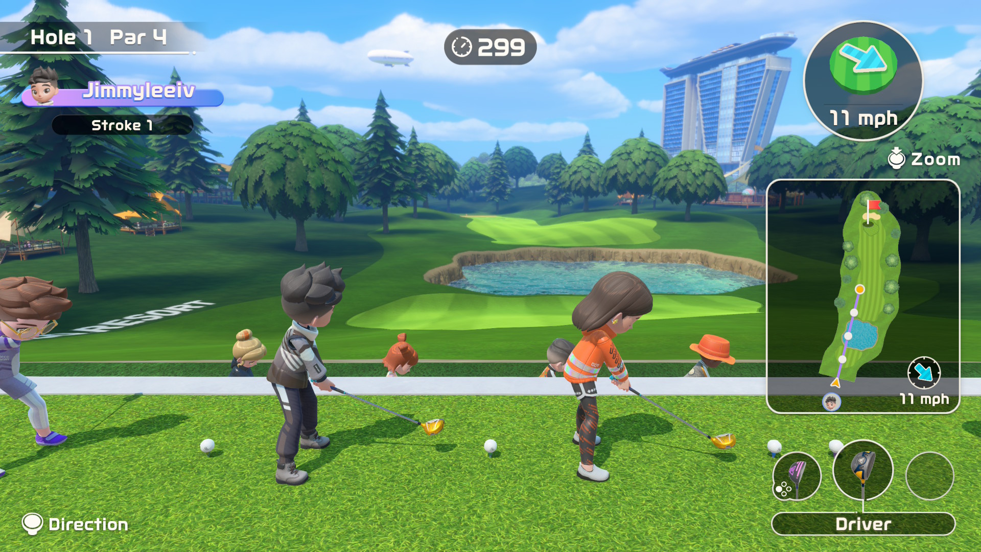 A screenshot showing online multiplayer golf in Nintendo Switch Sports Resort