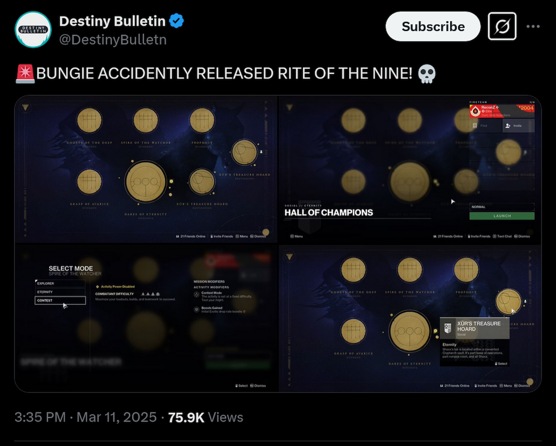 Bungie accidentally released Rite on the Nine