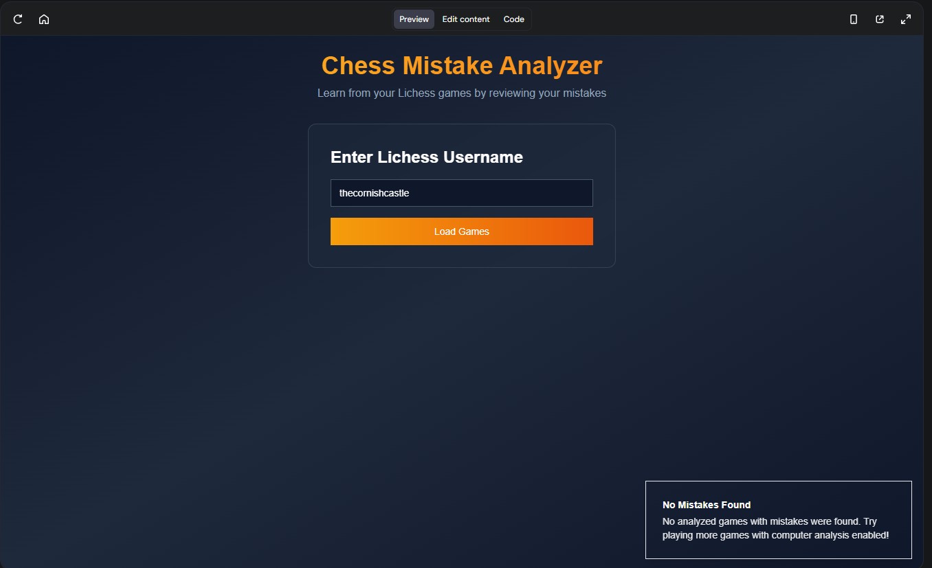 An image of my app showing an error saying no mistakes found