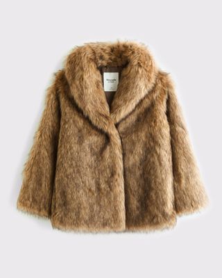 Shawl Collar Faux Fur Coat