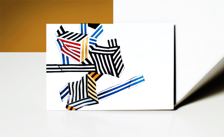 colourful abstract illustration was printed on white card