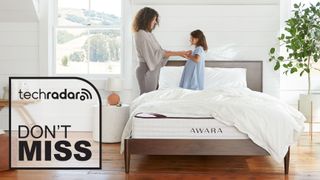 Awara Natural Hybrid mattress with deals graphic overlaid