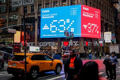 Billboards advertising prediction market Kalshi ahead of the US midterm election