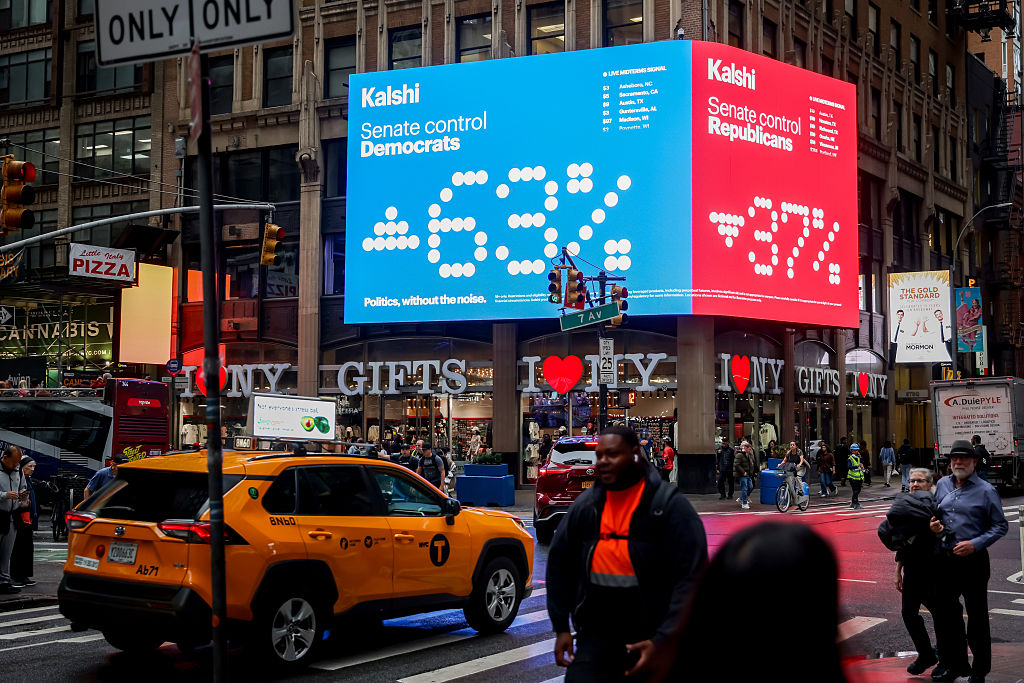 Billboards advertising prediction market Kalshi ahead of the US midterm election