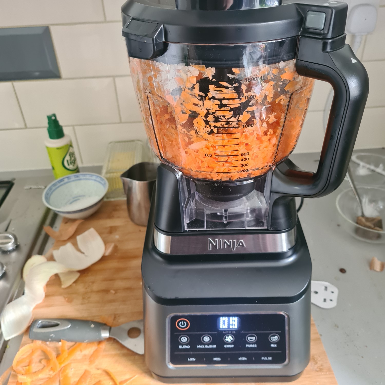Sliced carrots in the Ninja Professional Plus