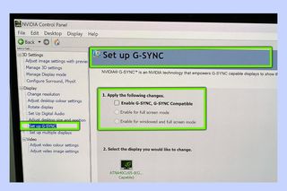 Nvidia G-Sync settings on an ROG Zephyrus G14 gaming laptop.