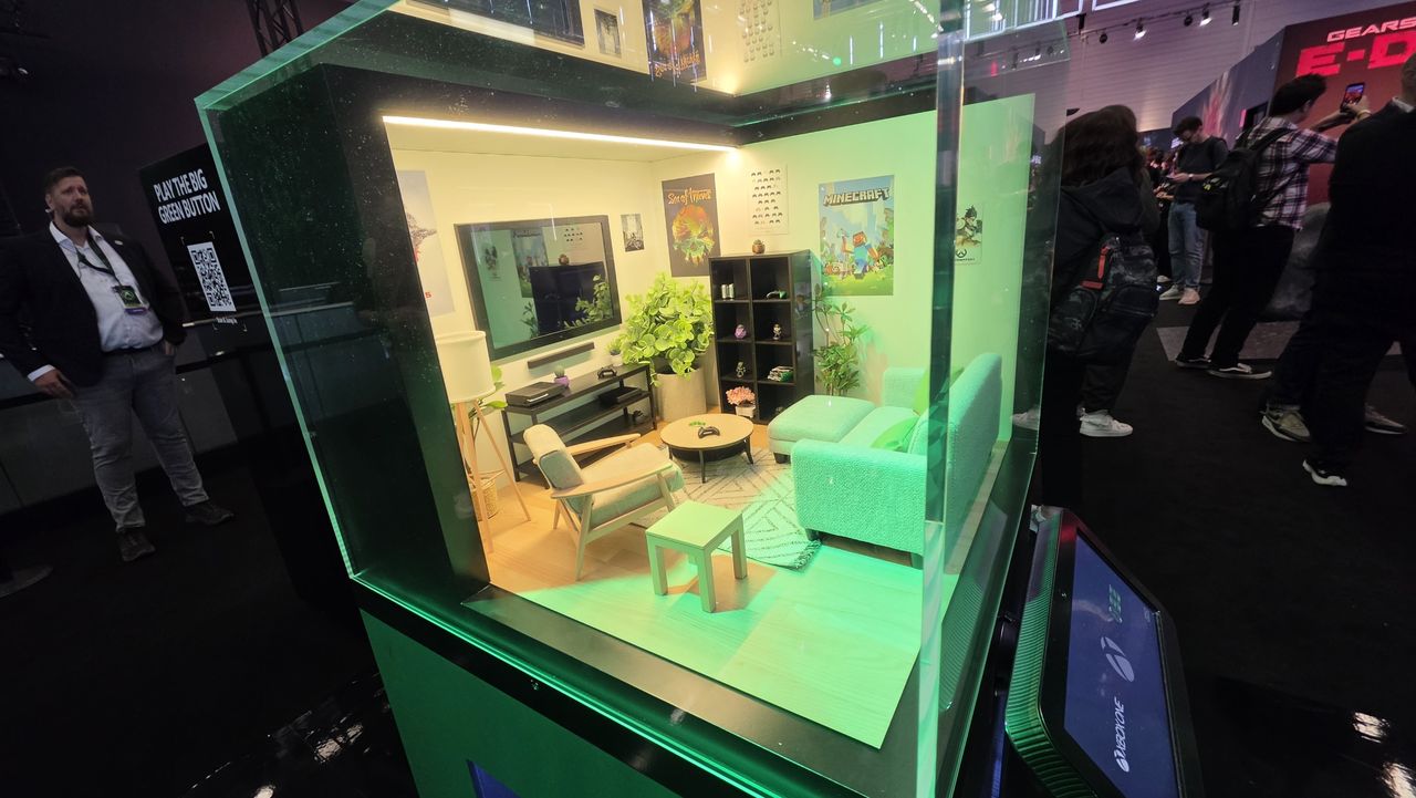 Miniature IKEA furniture and Xbox console