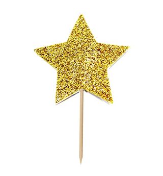 Anniversary House Gold Glitter Star Cake Decorations, Paper & Bamboo, Cupcake Toppers for Birthday Cake, Cake Toppers, Cake Deccorations for Women, Pack of 12, J169