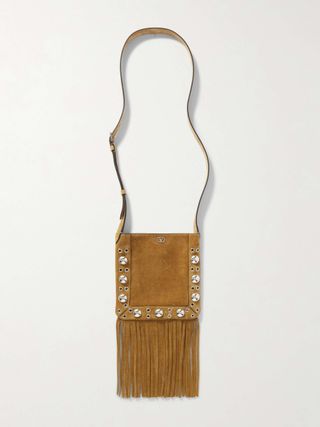 Nellcote Small Fringed Embellished Suede Shoulder Bag