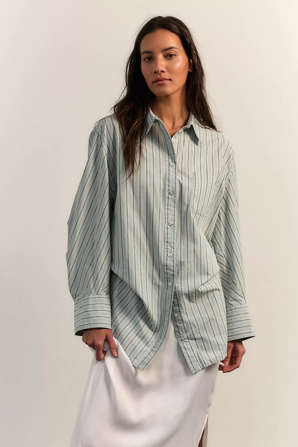 Free People, Sabine Striped Articulated Button Down Top
