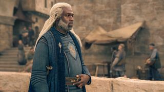 Lord Corlys Velaryon (Steve Toussaint) at the dock in "House of the Dragon" season 2