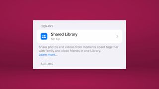 iCloud Shared Photo Library setup in Settings