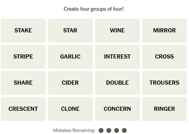 The New York Times Connections puzzle on January 7, 2025
