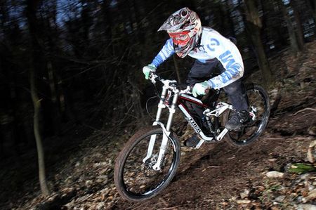 Žan Jurca (Unior Tools Team) rides his Trek on the local hill