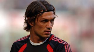 MILAN, ITALY - APRIL 14: Paolo Maldini of AC Milan is seen prior to the Serie A match between AC Milan and Inter Milan at the Stadio Giuseppe Meazza on April 14, 2006 in Milan, Italy. (Photo by Etsuo Hara/Getty Images)