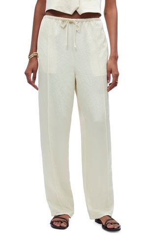 Pintuck Slim Pull-On Pants