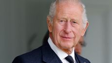 King Charles III (wearing a black tie following the death of Katharine, Duchess of Kent) attends the Braemar Royal Highland Gathering at The Princess Royal and Duke of Fife Memorial Park on September 6, 2025 in Braemar, Scotland