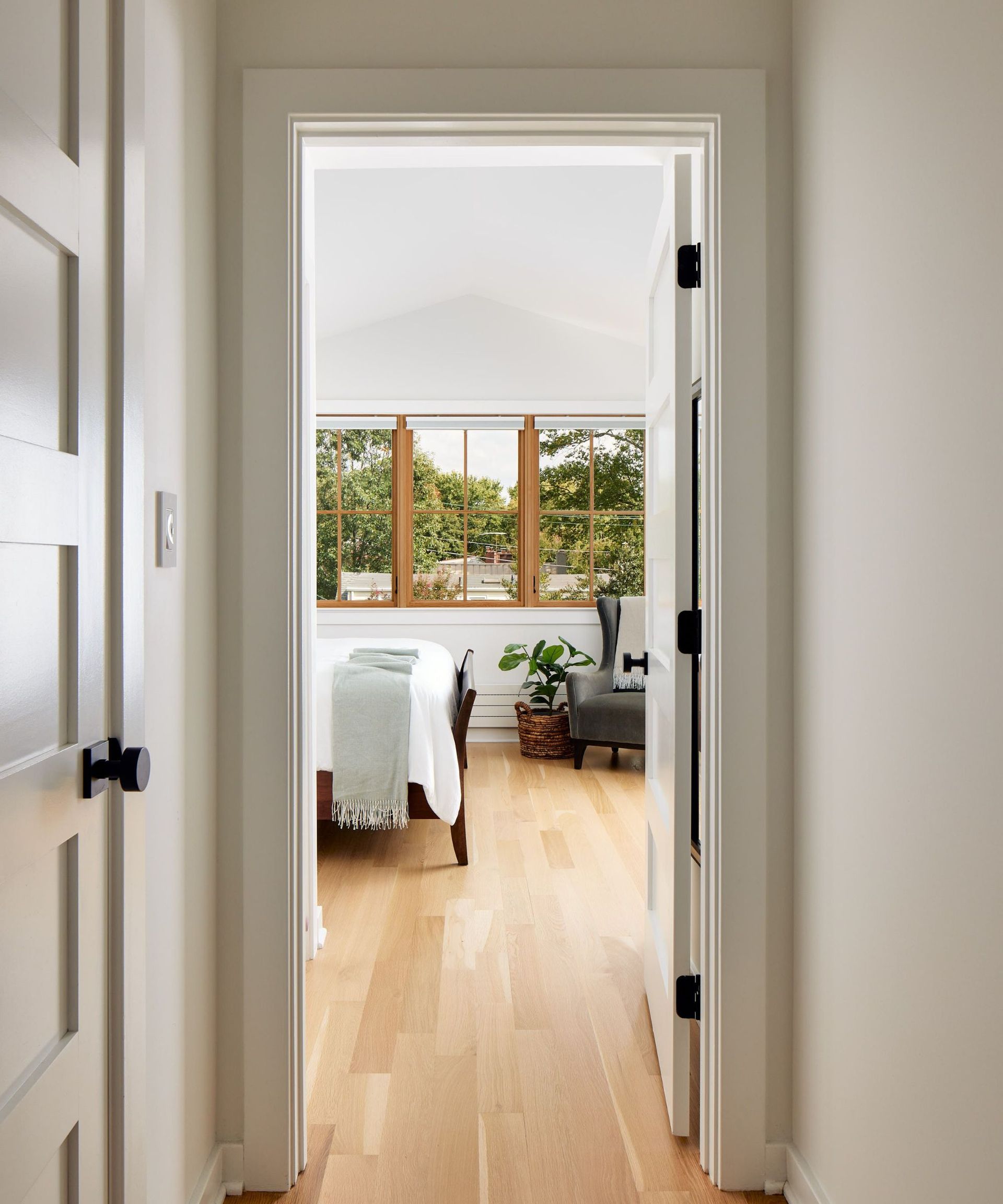 Hallway painted in Chantilly Lace by Benjamin Moore