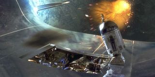 R2-D2 fixes a ship in Star Wars: Episode 1 - The Phantom Menace