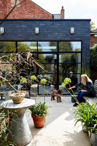 Steel framed doors and windows in a kitchen extension