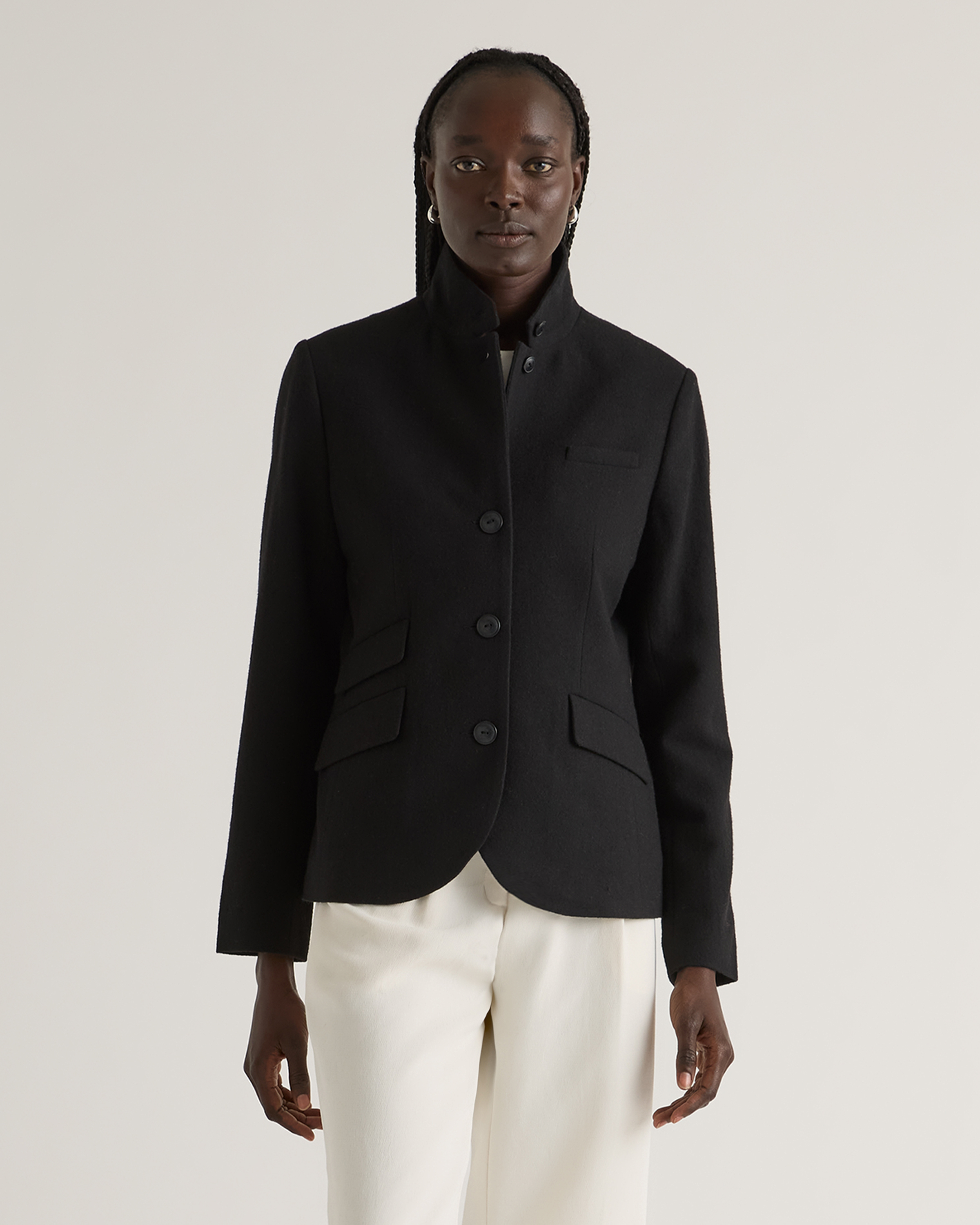 Italian Wool Stand Collar Blazer