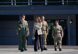 Catherine, Duchess of Cambridge meets those who supported the UK's evacuation of civilians from Afghanistan at RAF Brize Norton