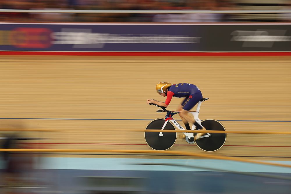 Bradley Wiggins celebrates breaking the UCI Hour Record at Lee Valley Velopark Velodrome in London.