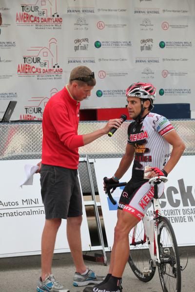 Chad Hartley takes a post race interview.