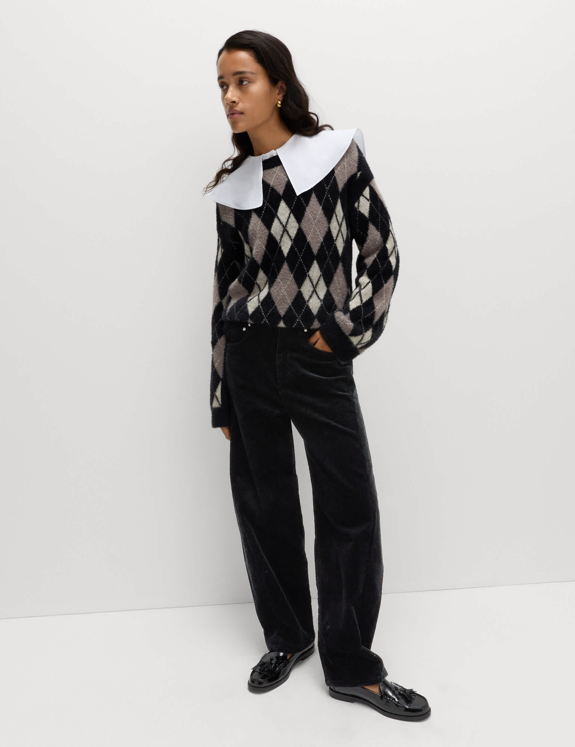 Cotton Rich Cord Carrot Leg Trousers