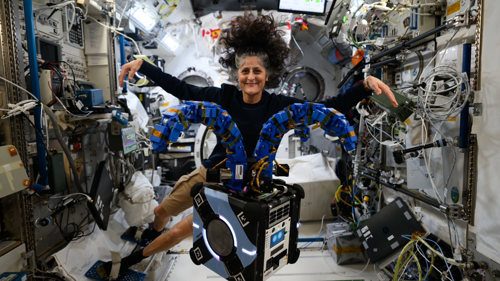 NASA commander Suni Williams meets tentacled Astrobee robot on ISS ...