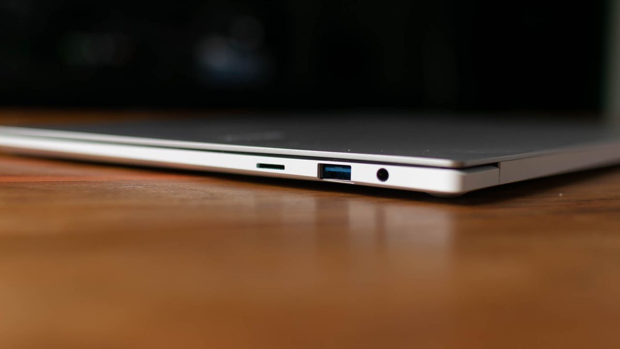 A closeup of the Samsung Galaxy Book Pro's right-hand ports