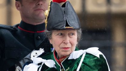 Princess Anne skipped the coronation concert. Seen here she arrives at Westminster Abbey