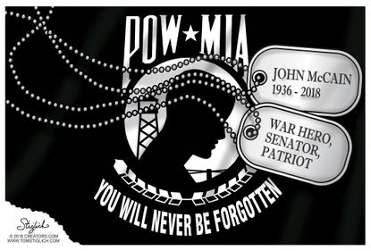 Editorial cartoon U.S. John McCain death pow mia war hero