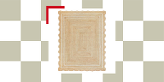 rectangular jute rug with scalloped edges