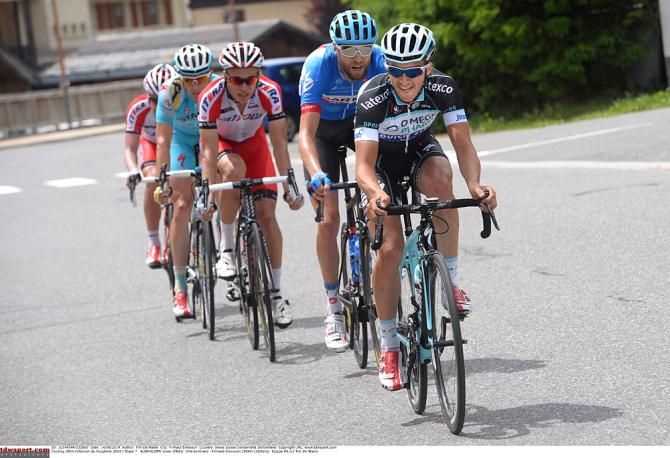 Julian Alaphillippe (Omega Pharma-QuickStep) leads the small group